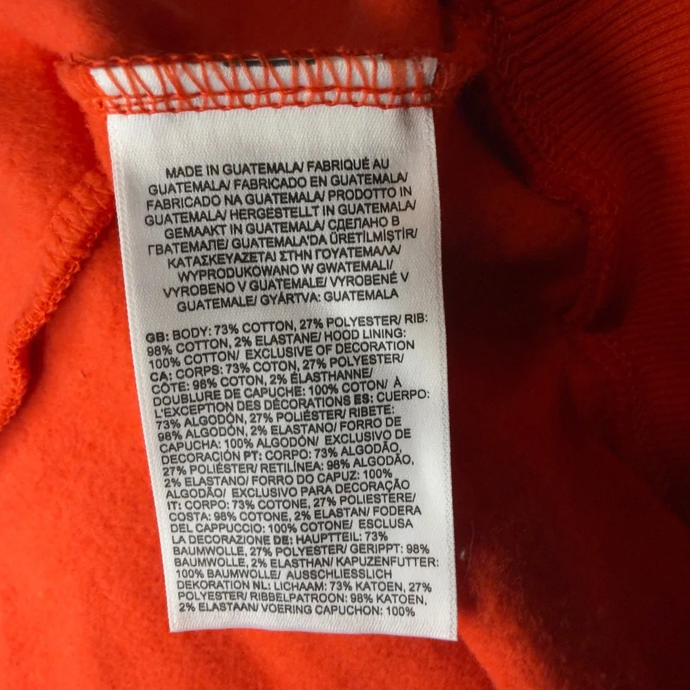The North Face Mens Red Orange Tonal Logo Pullover Fleece Hoodie Sweatshirt Lge‎
